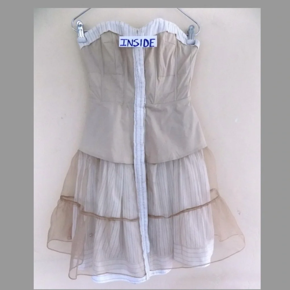 Byron Lars Strapless Dress in Cream and Gray - Picture 5 of 7
